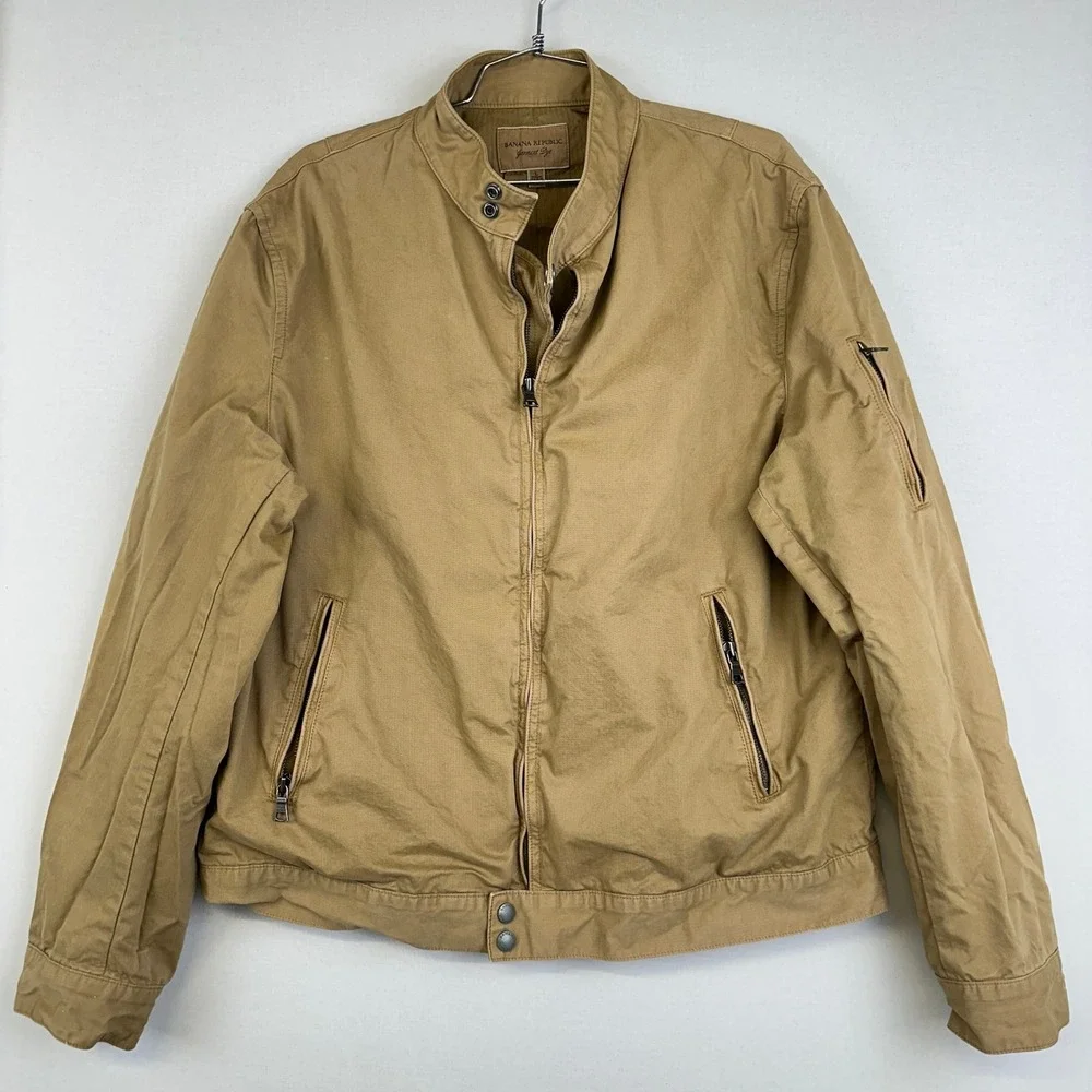 Banana Republic Garment Dye Herringbone Jacket‎ Khaki Men's Large